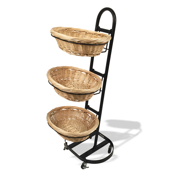 F3WB - Fruits/Snacks 3-Tier Wicker Basket Merchandiser