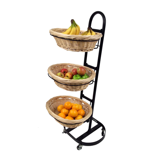 F3WB - Fruits/Snacks 3-Tier Wicker Basket Merchandiser