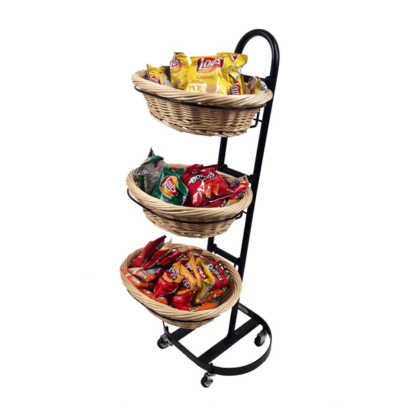 F3WB - Fruits/Snacks 3-Tier Wicker Basket Merchandiser